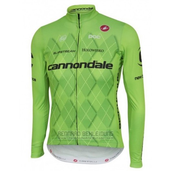 2016 Fahrradbekleidung Cannondale Shwarz und Grun Trikot Langarm und Tragerhose